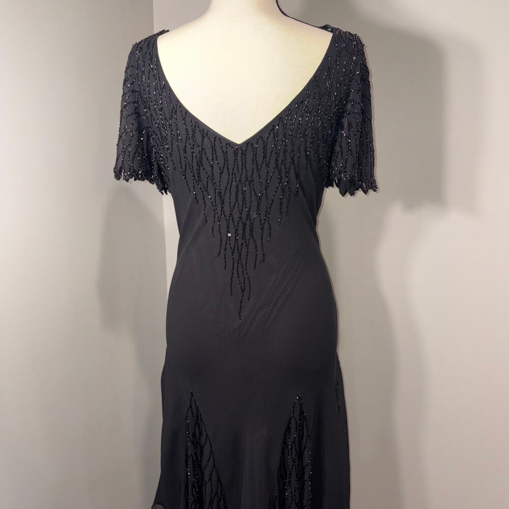 VNTG J Kara 90s Fairycore Black Beaded Mesh Dress Flutter Sleeves asymmetrical - Picture 4 of 15